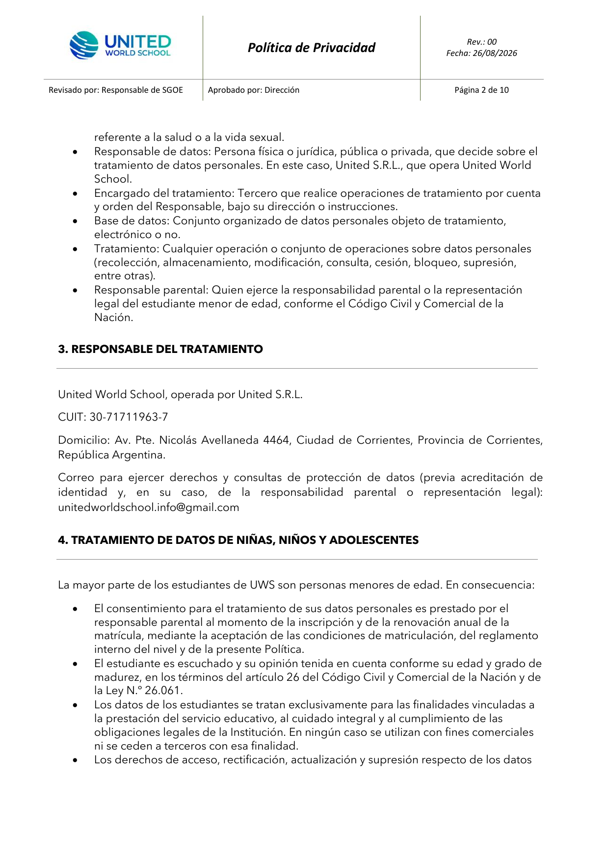 Política de privacidad - página 2 de 10