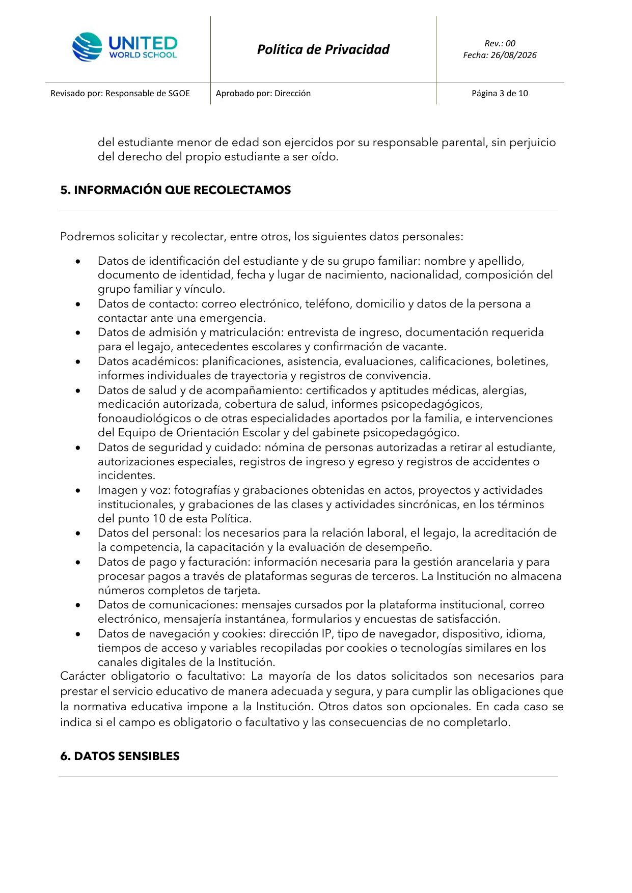 Política de privacidad - página 3 de 10