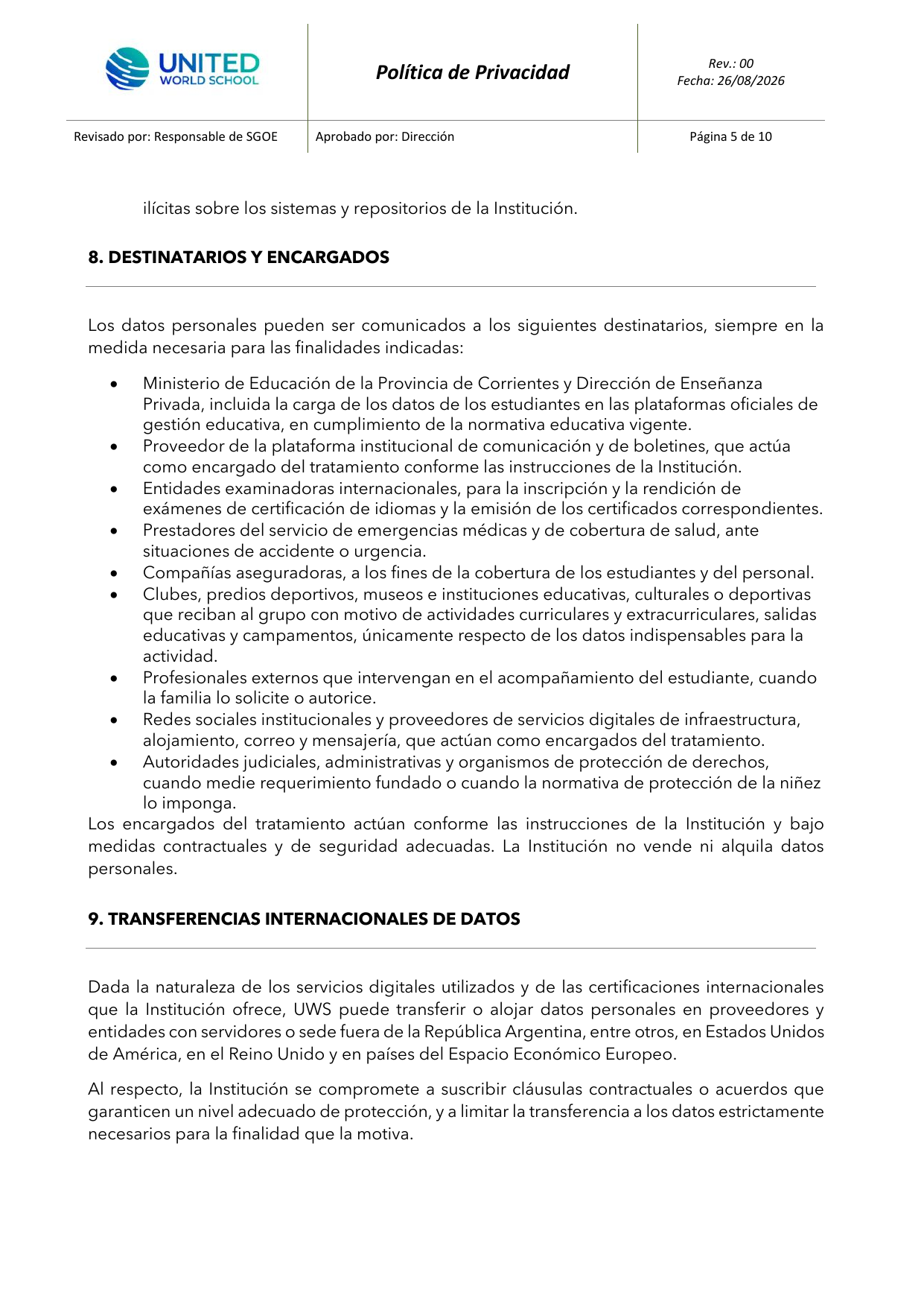 Política de privacidad - página 5 de 10