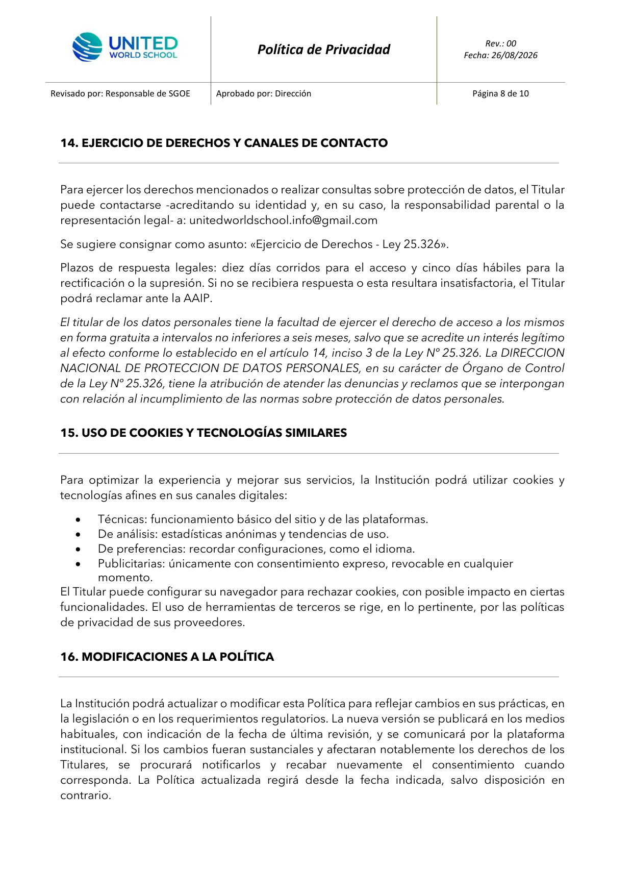Política de privacidad - página 8 de 10
