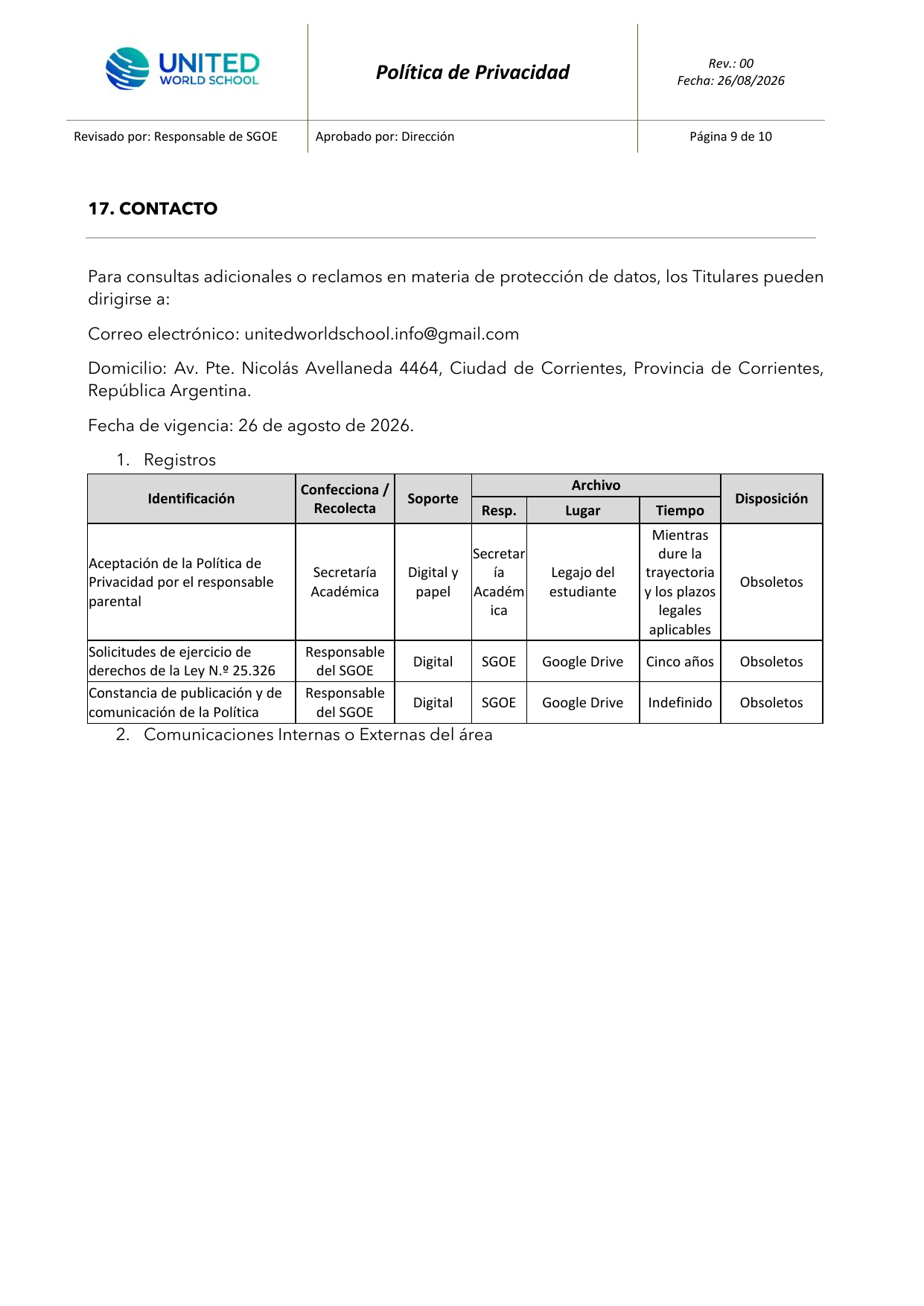 Política de privacidad - página 9 de 10